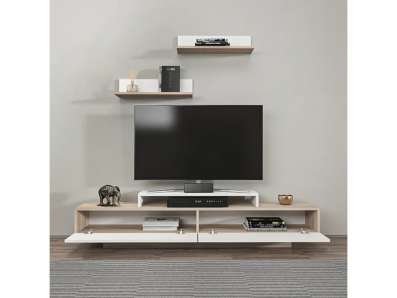 Lusi Meuble TV 180 cm Étagères Murales Incluses | Armoires Battantes (Cordoba)