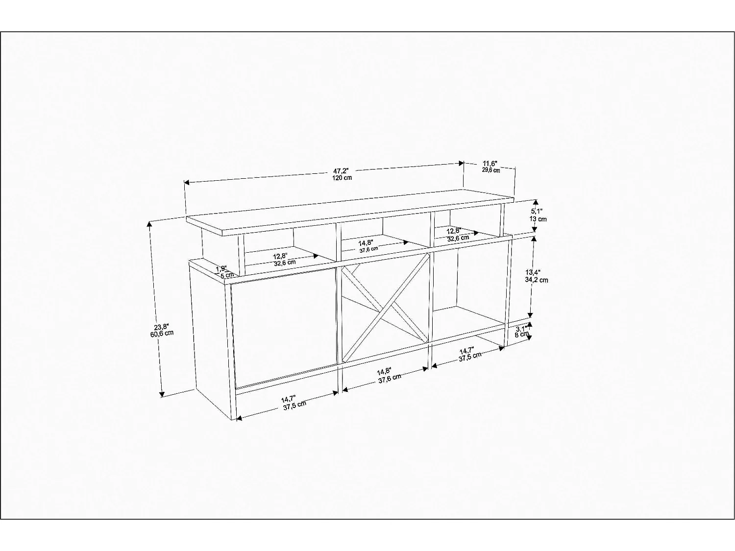 Auburn TV Meuble TV 120 cm Pour les TVs 55" | Niches et Armoire (Anthracite)