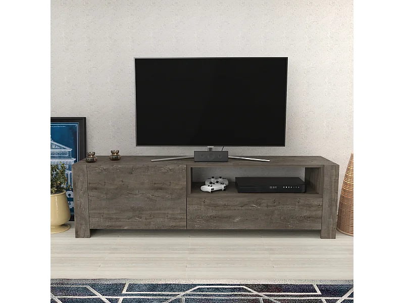 Piedmont 160 cm Meuble TV Armoires Battantes et Niche (Wenge)