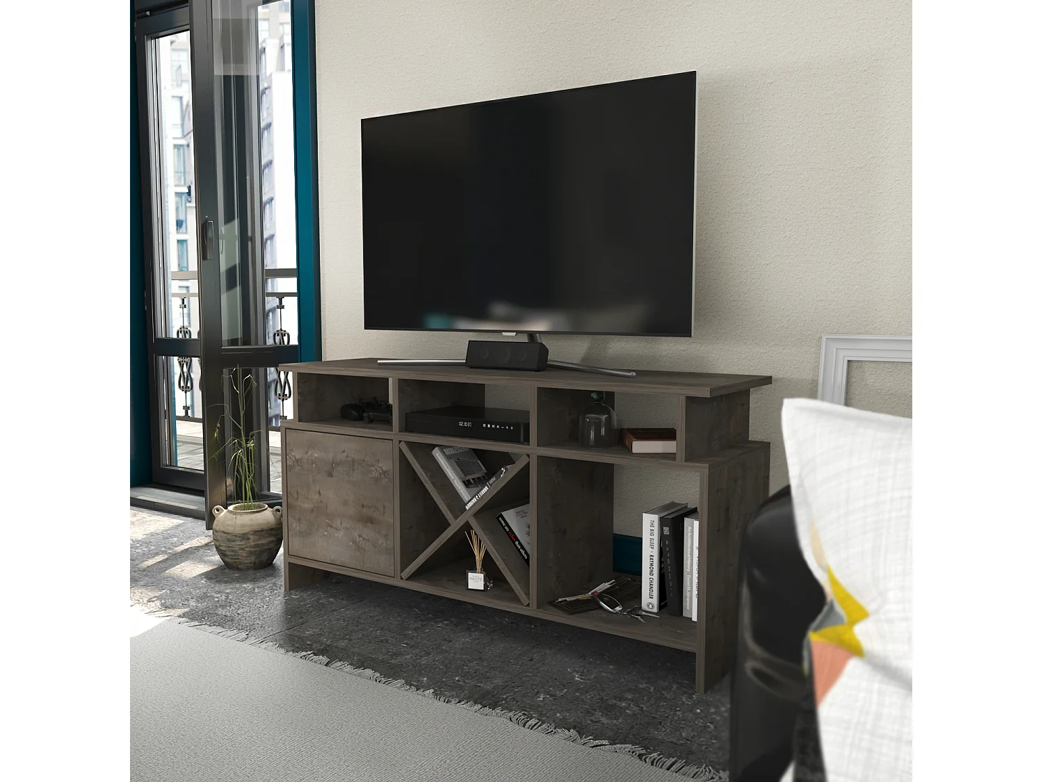 Auburn TV Meuble TV 120 cm Pour les TVs 55" | Niches et Armoire (Wenge)