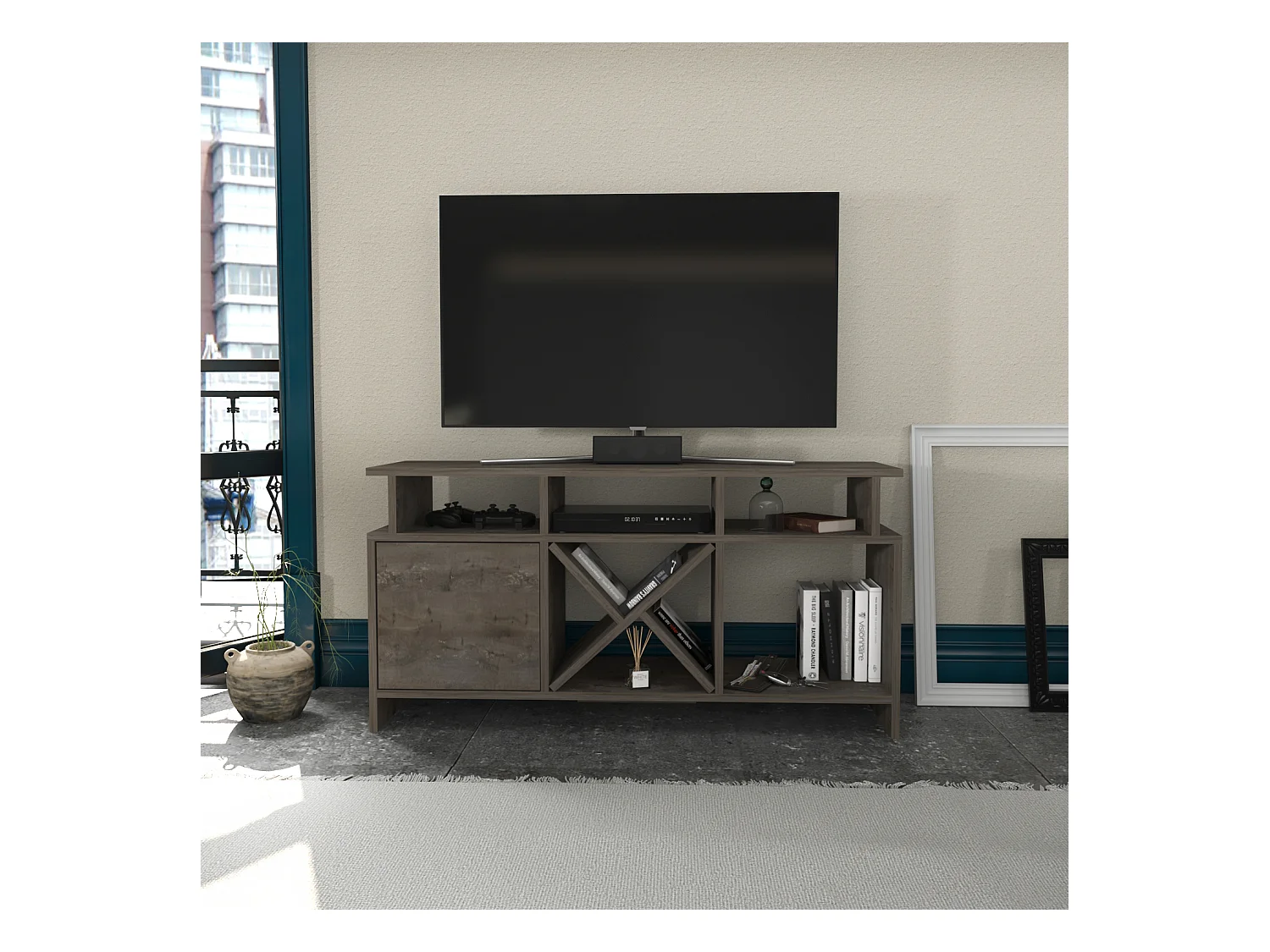 Auburn TV Meuble TV 120 cm Pour les TVs 55" | Niches et Armoire (Wenge)
