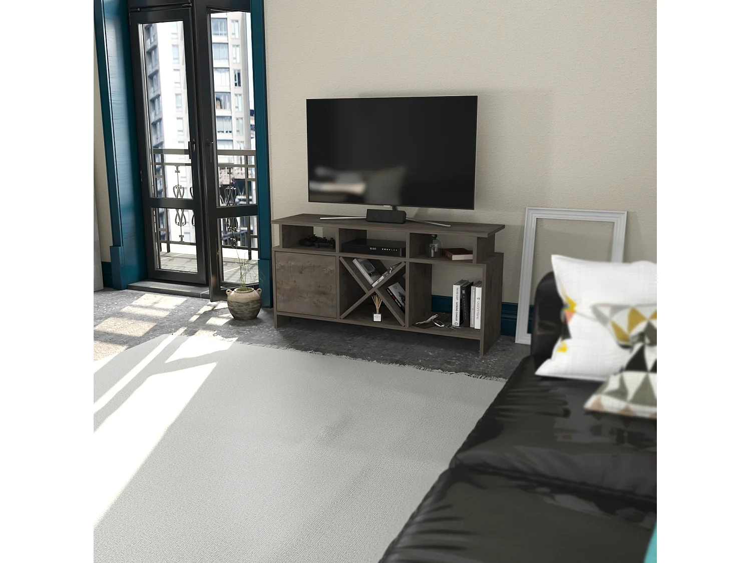 Auburn TV Meuble TV 120 cm Pour les TVs 55" | Niches et Armoire (Wenge)