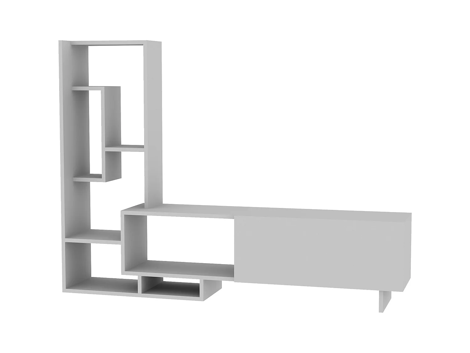 Pegai Meuble TV avec Rangement Armoires et Niches | Convient aux TVs 55" | Blanc