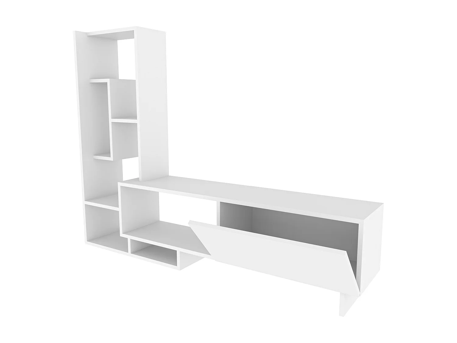 Pegai Meuble TV avec Rangement Armoires et Niches | Convient aux TVs 55" | Blanc