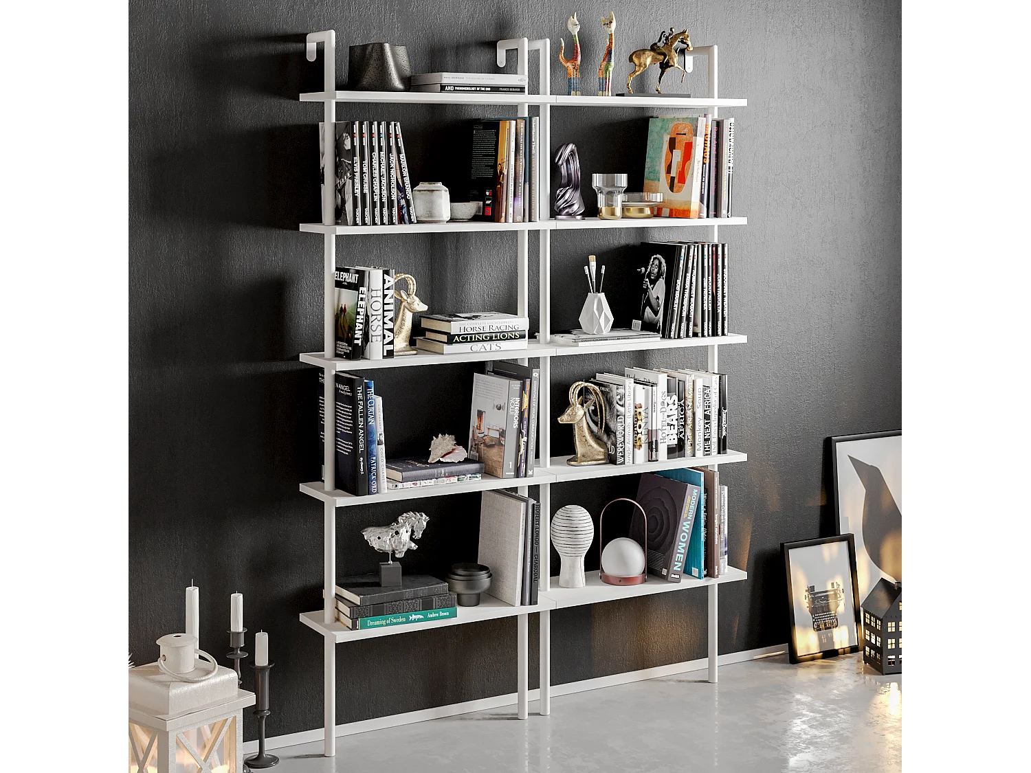 Pegai Meuble TV avec Rangement Armoires et Niches | Convient aux TVs 55" | Blanc