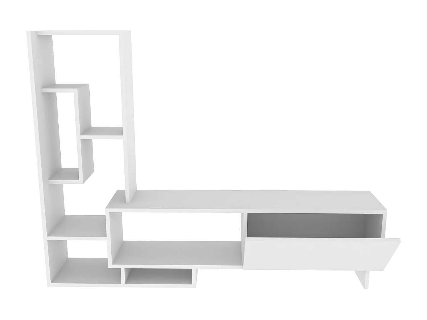 Pegai Meuble TV avec Rangement Armoires et Niches | Convient aux TVs 55" | Blanc