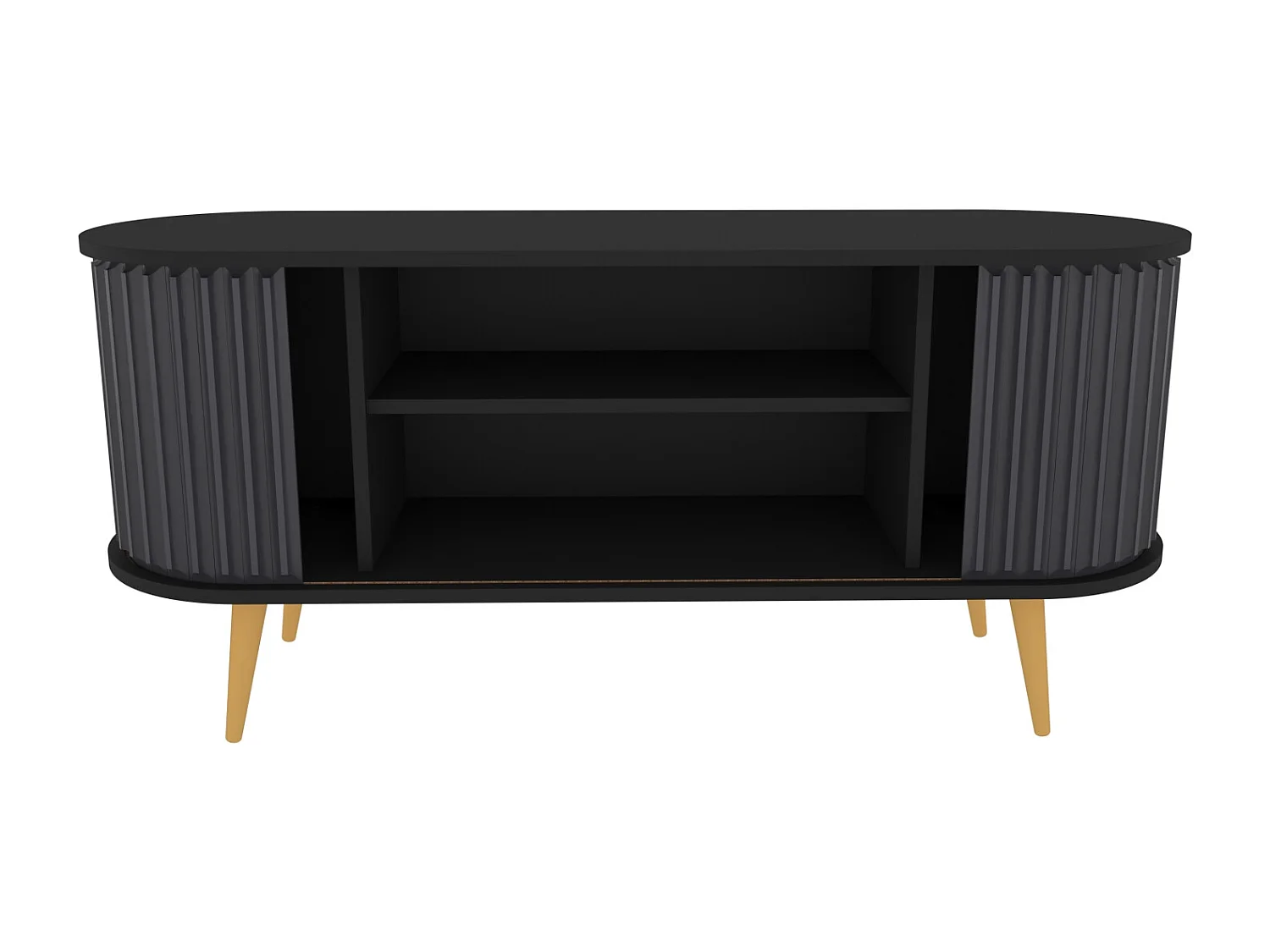 Stor Meuble TV 140 cm Portes Coulissantes MDF (Noir et Anthracite)
