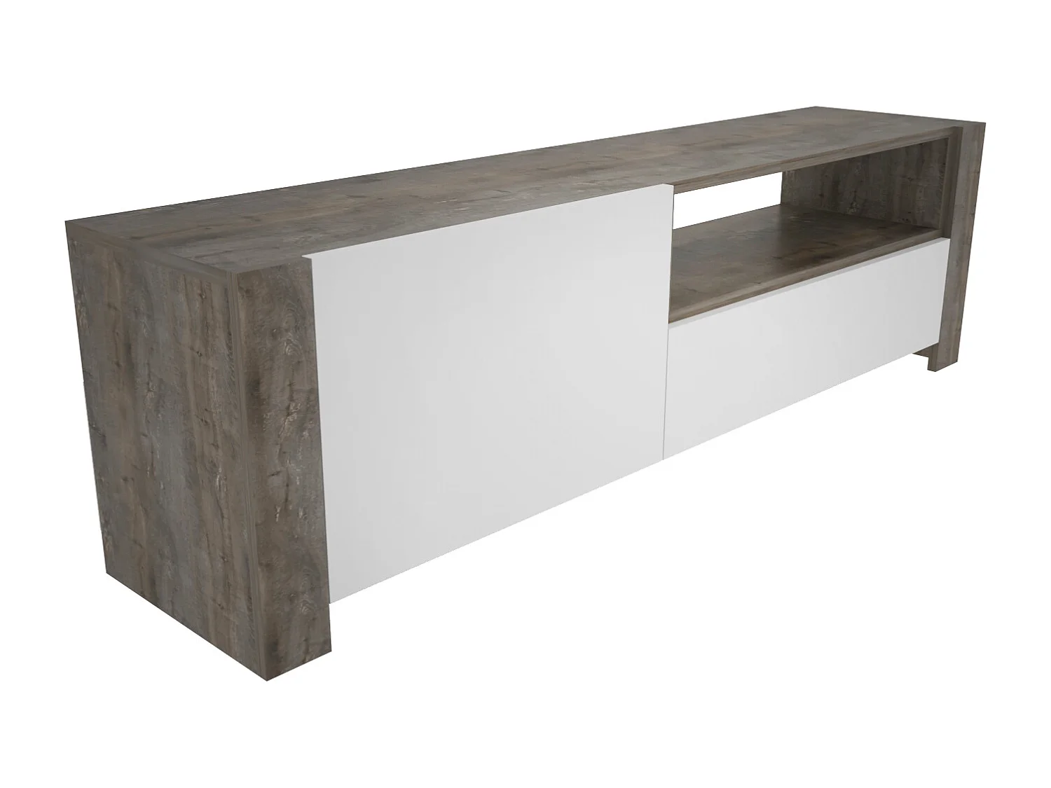 Piedmont 160 cm Meuble TV Armoires Battantes et Niche (Wenge et Blanc)