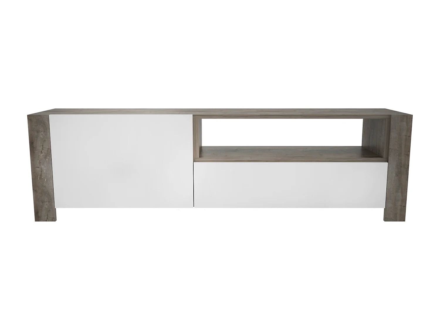 Piedmont 160 cm Meuble TV Armoires Battantes et Niche (Wenge et Blanc)