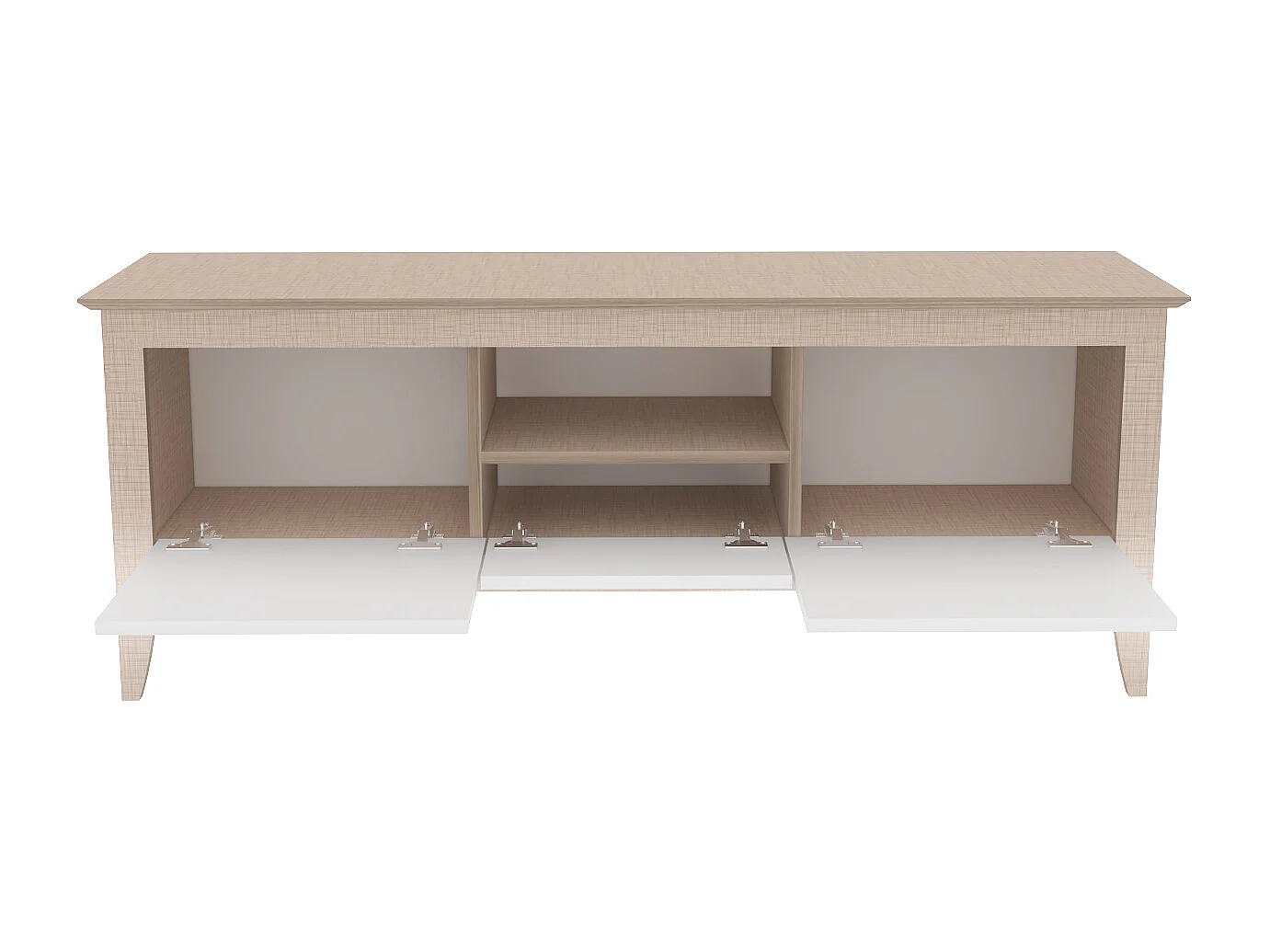 Verde Meuble TV 150 cm 3 Armoires Battantes et Une Niche | Convient aux TVs 55" (Beige et Blanc)