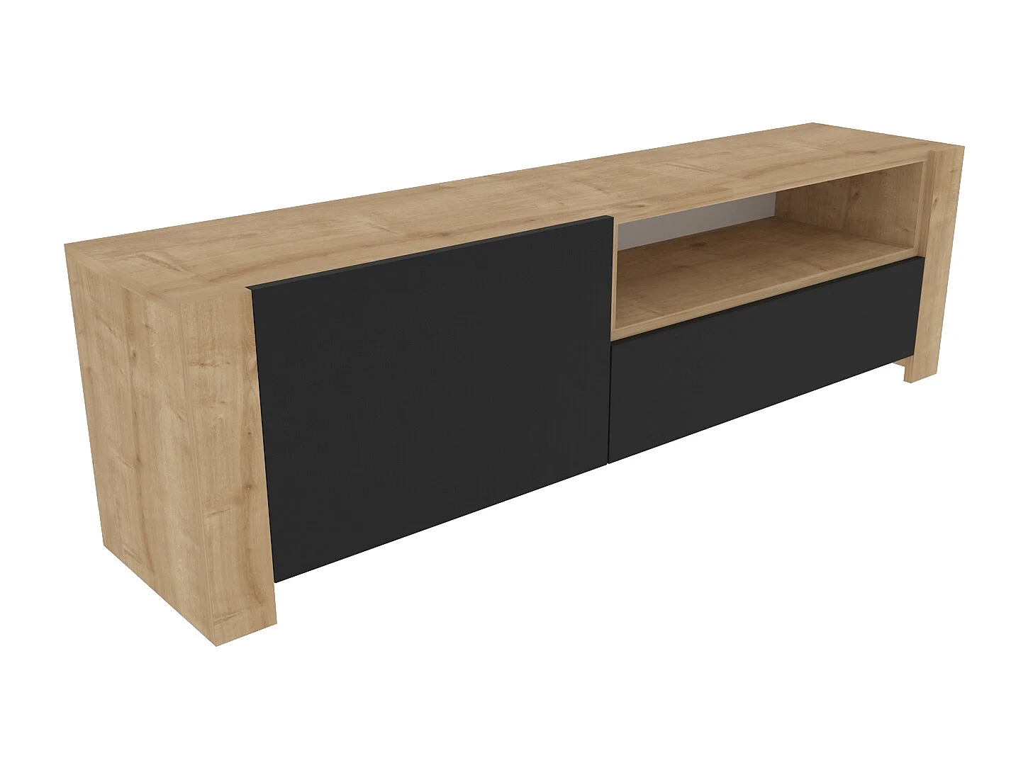 Piedmont 160 cm Meuble TV Armoires Battantes et Niche (Anthracite)