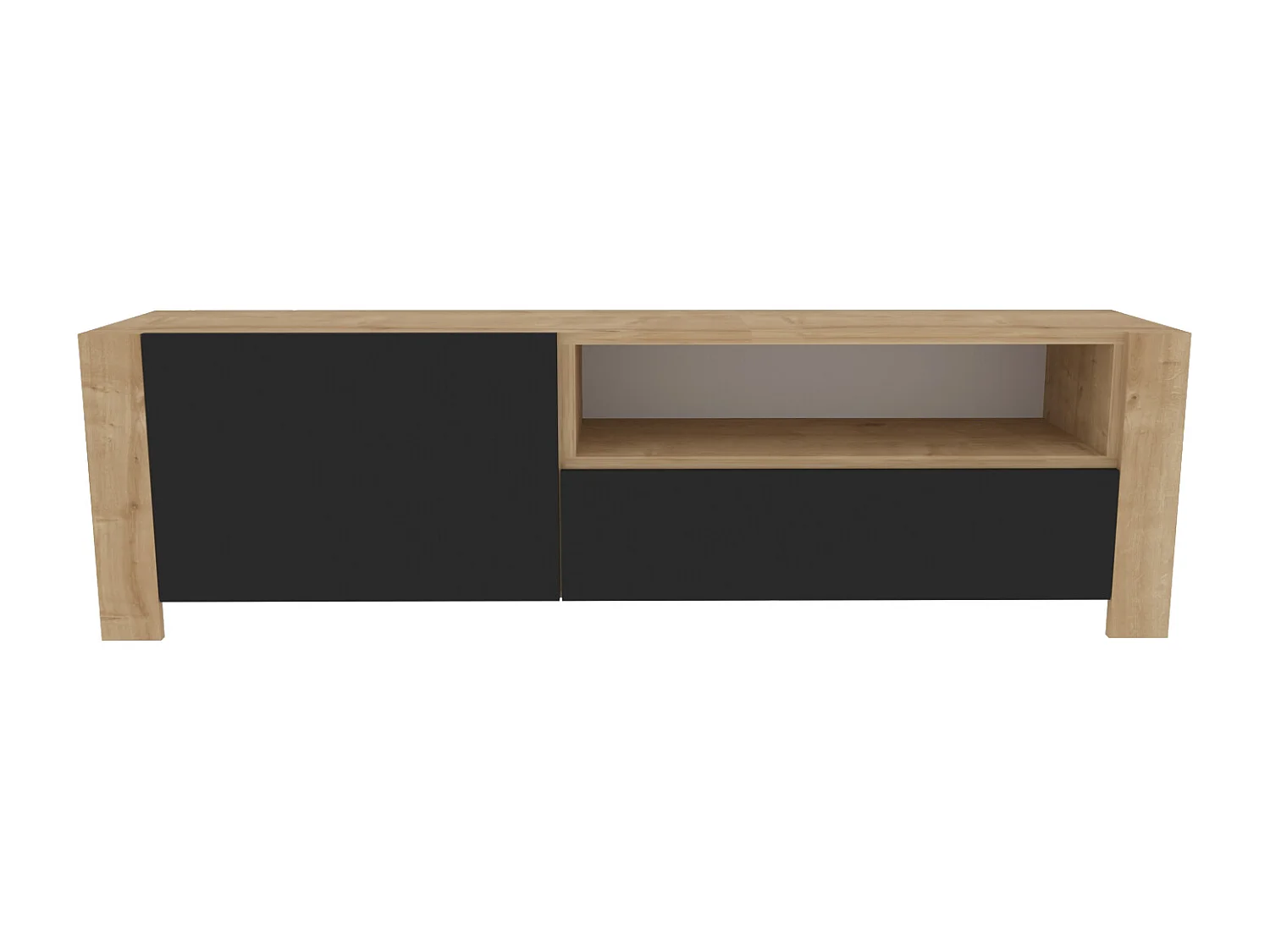 Piedmont 160 cm Meuble TV Armoires Battantes et Niche (Anthracite)