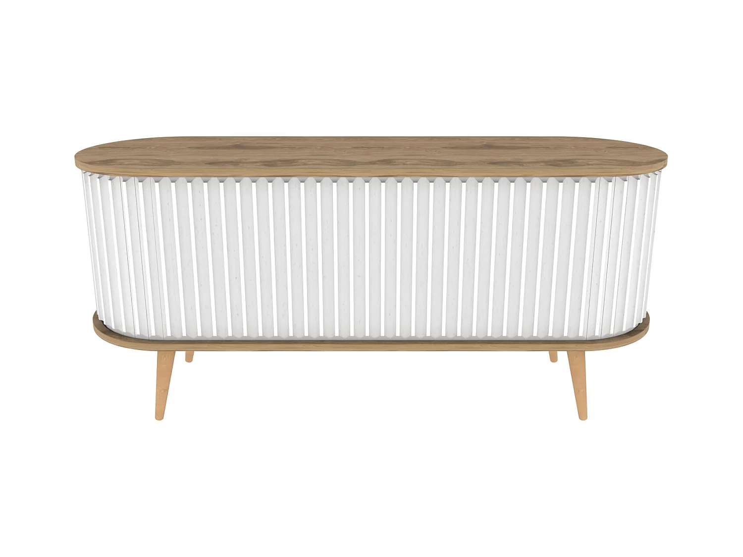 Stor Meuble TV 140 cm Portes Coulissantes MDF (Oud et Blanc)