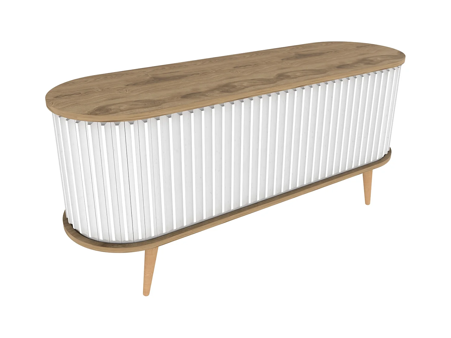 Stor Meuble TV 140 cm Portes Coulissantes MDF (Oud et Blanc)