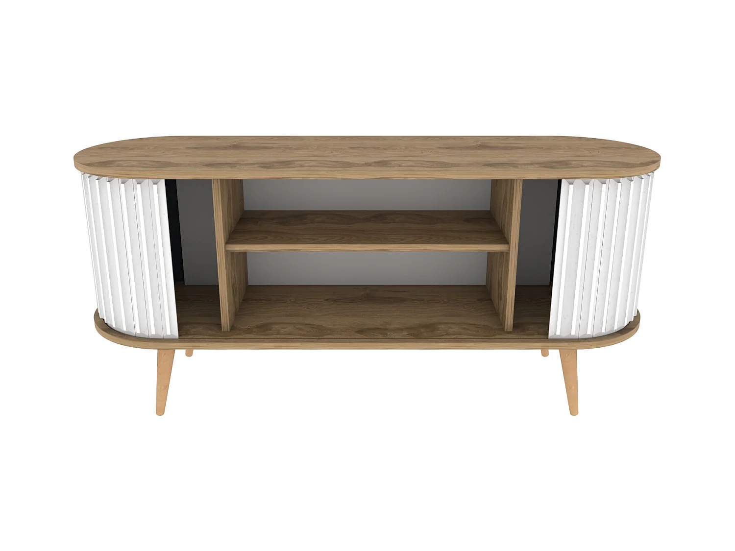 Stor Meuble TV 140 cm Portes Coulissantes MDF (Oud et Blanc)