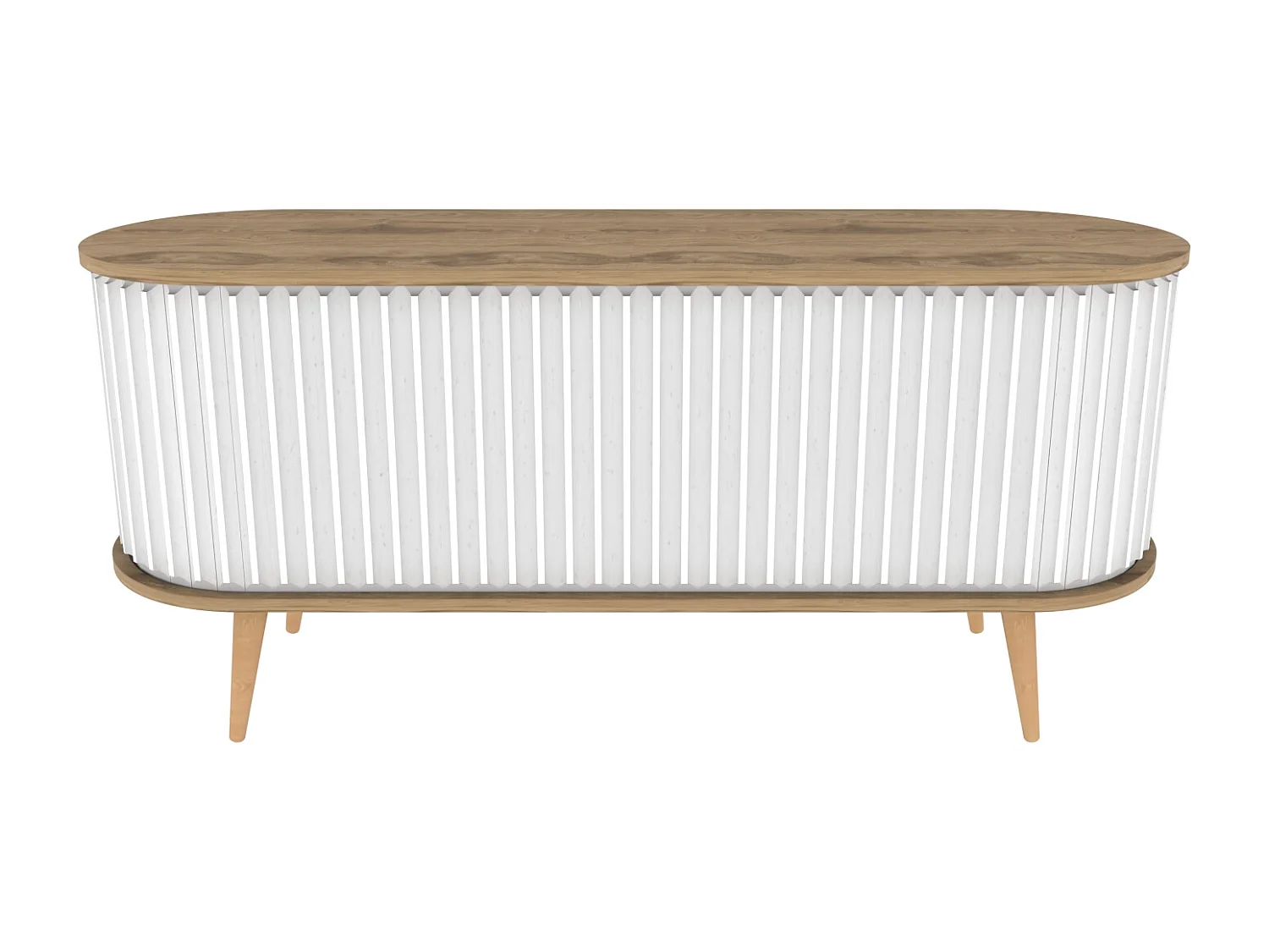 Stor Meuble TV 140 cm Portes Coulissantes MDF (Oud et Blanc)