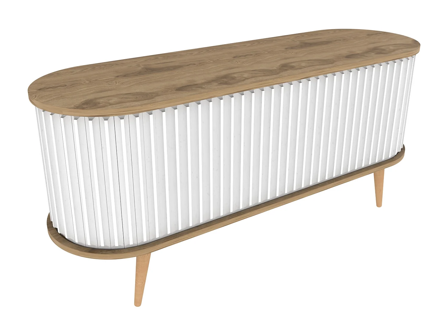 Stor Meuble TV 140 cm Portes Coulissantes MDF (Oud et Blanc)