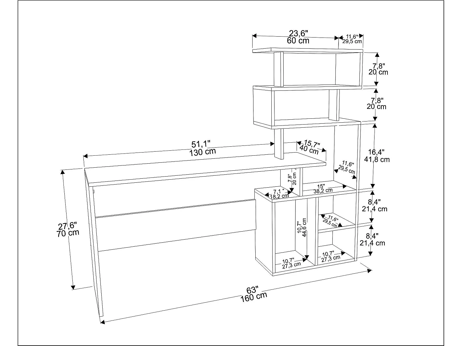 Decorotika Next 160 cm Desk with Open Shelves