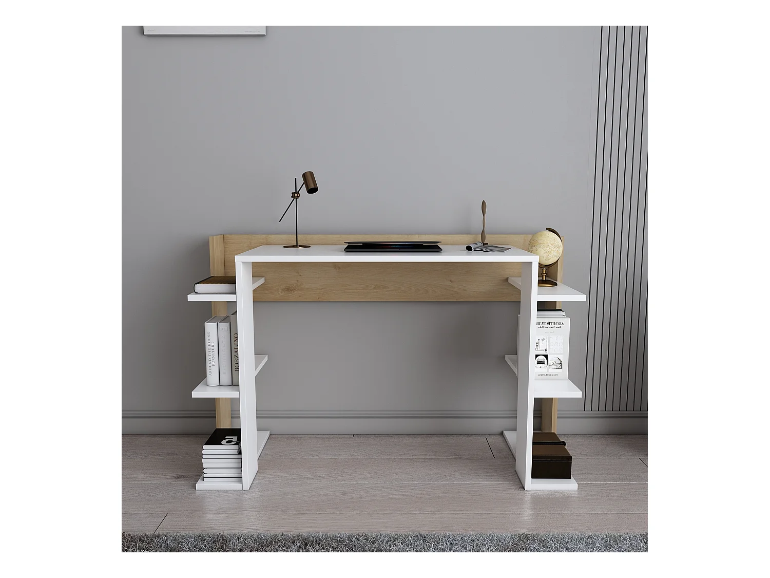 Cinar Bureau 122 cm avec Etagères Ouvertes Design Unique et Modern