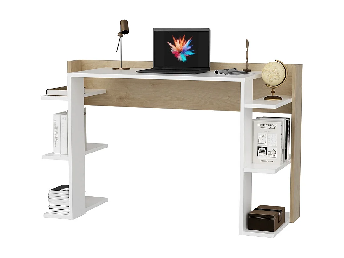 Cinar Bureau 122 cm avec Etagères Ouvertes Design Unique et Modern