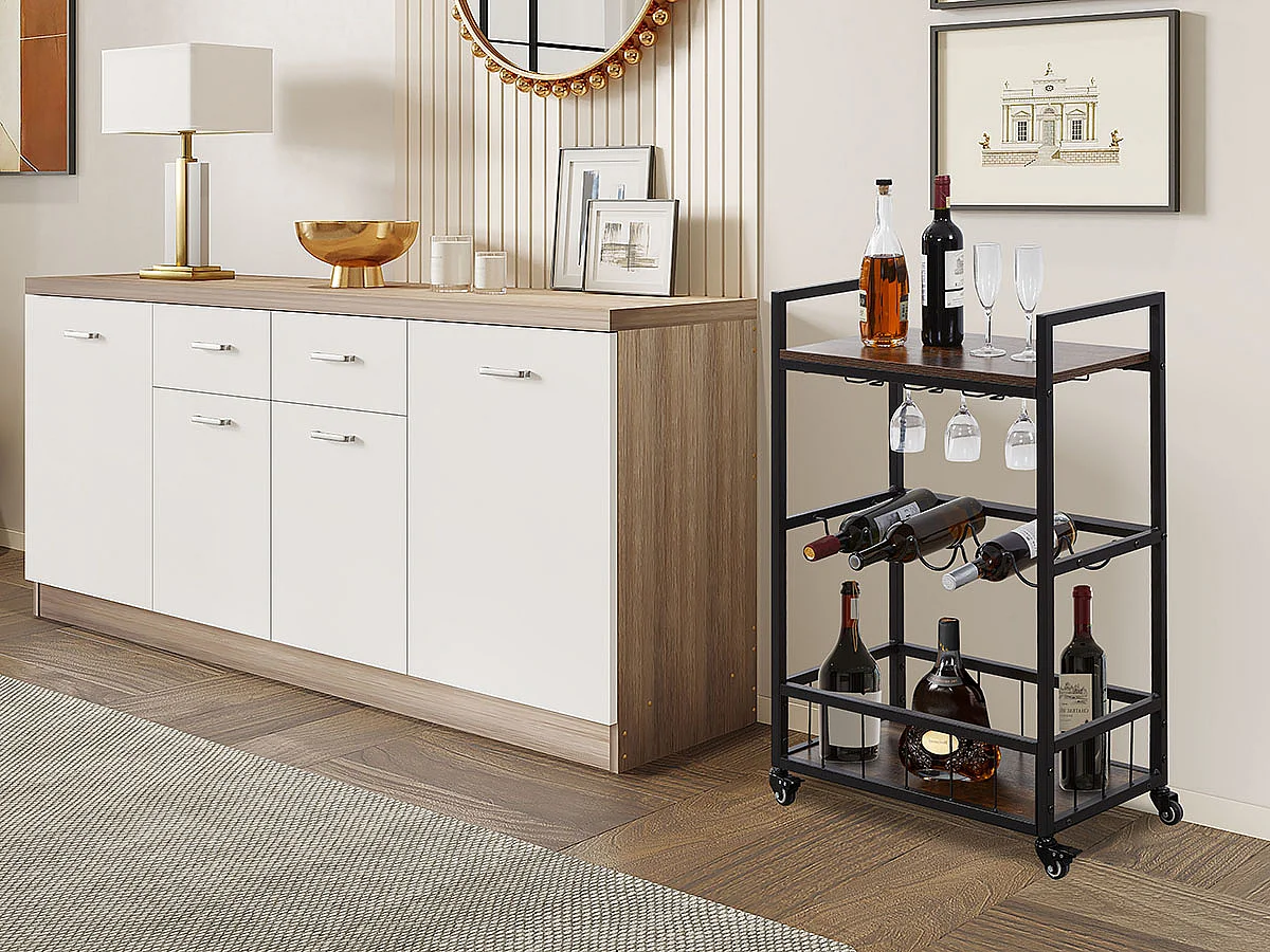 Carrinho Bar Braga  (Wengue, Preto)