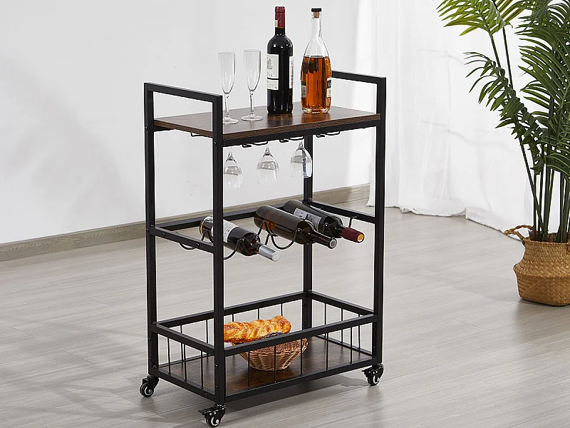 Carrinho Bar Braga  (Wengue, Preto)