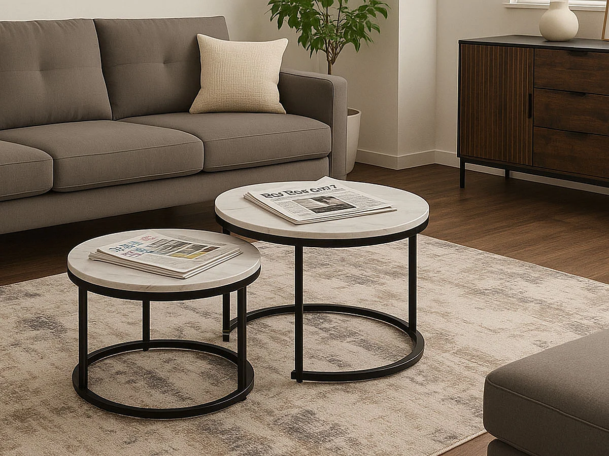 Conjunto Mesas de Apoio, Oeiras (Marmore Branco, Preto)