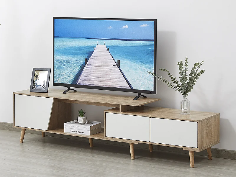 Móvel TV Cascais (Carvalho Claro, Branco)