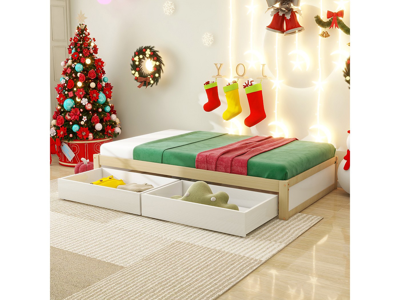 Letto Bambini 90x200 Cm Con Libreria E Cassetti: In Pino, Bianco, Con Lavagna E Rete A Doghe - Foto 13