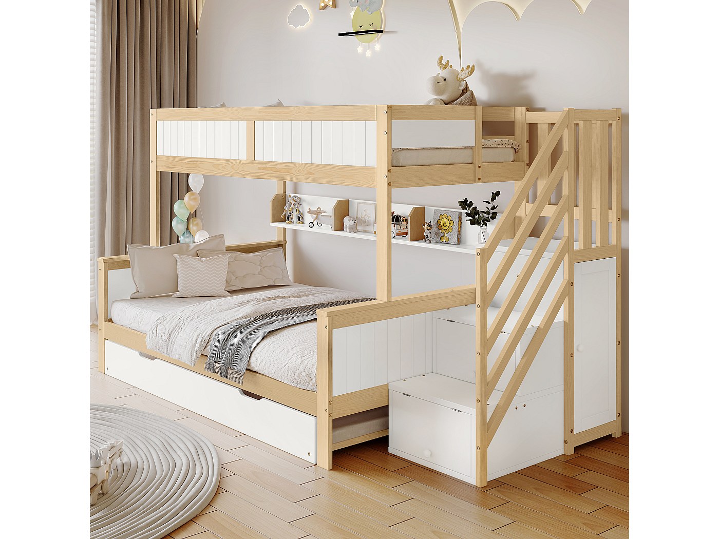Letto per bambini a mezza altezza - 90 x 200 - con letto estraibile 90