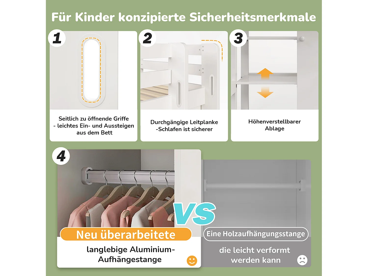 Hoogslaper 90 x 200 cm met kledingkast en 6 planken - Spaanplaat + MDF - Wit (zonder matras)