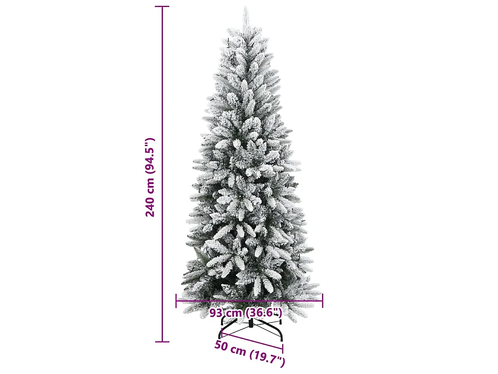 Kunstkerstboom met 300 LED's en sneeuw 240 cm