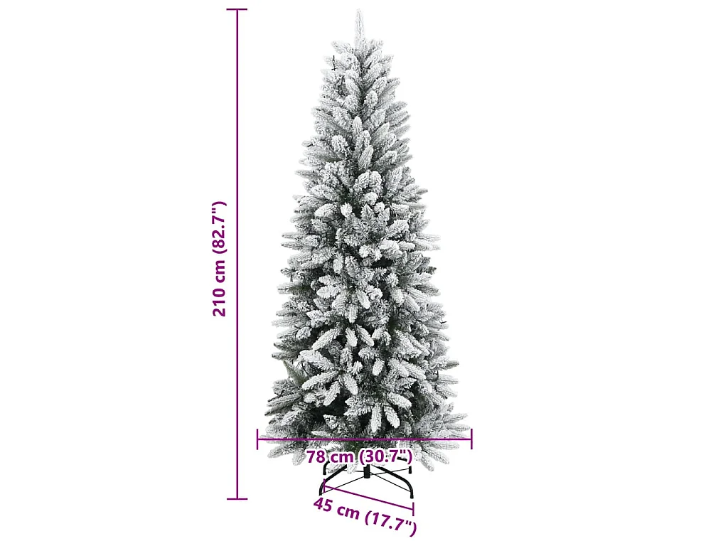 Sapin de Noël artificiel 300 LED et neige floquée 210 cm