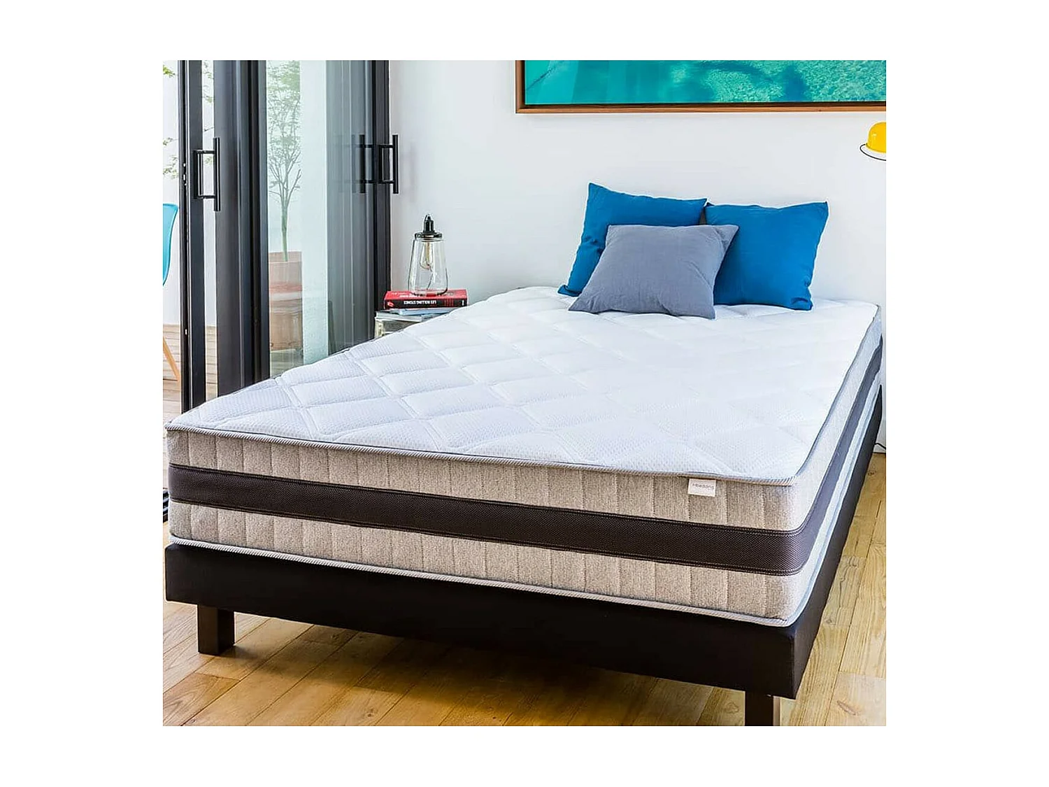 Ensemble matelas mémoire + sommier 90x190 Memo Luxe Hbedding - Mousse haute densité + mémoire de forme