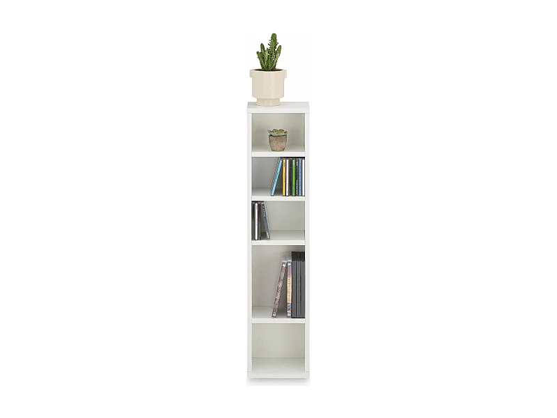 Étagère pour CD et DVD MELODIE en bois avec 5 étagères, 21 x 88 x 20 cm, Idéal pour rangements CD et DVD, Semi-modulable, Blanc