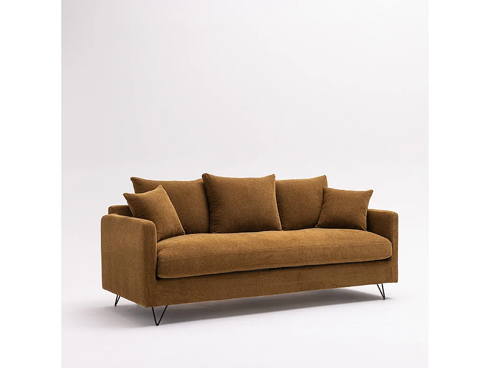 Villabon - Canapé 3 places en tissu pieds épingles noirs - Bronze