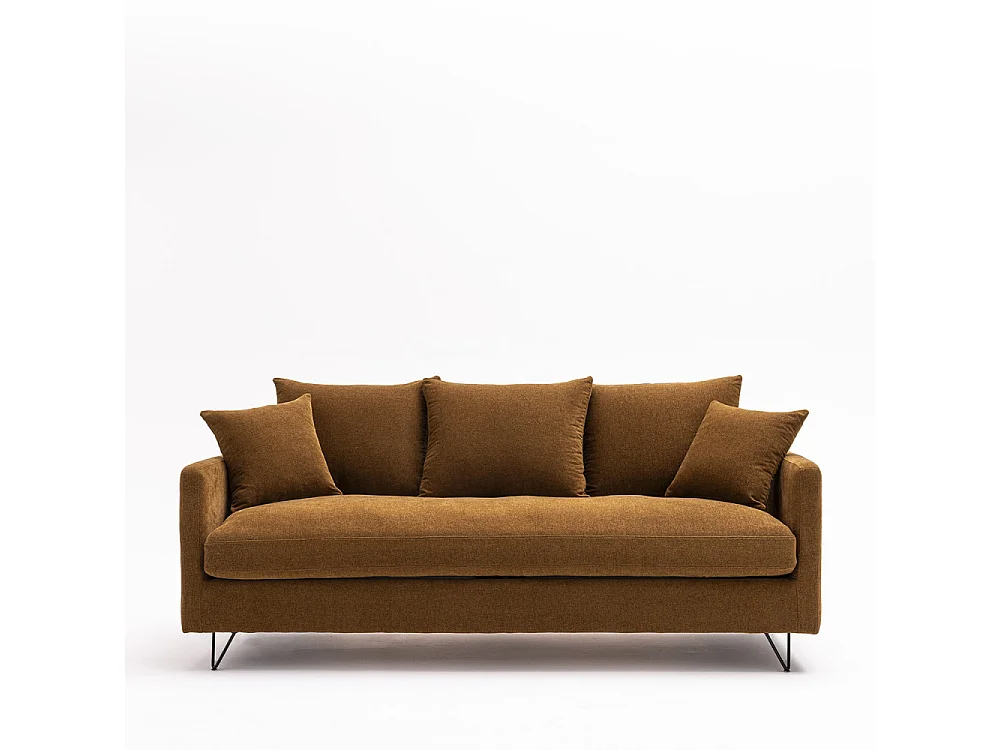 Villabon - Canapé 3 places en tissu pieds épingles noirs - Bronze