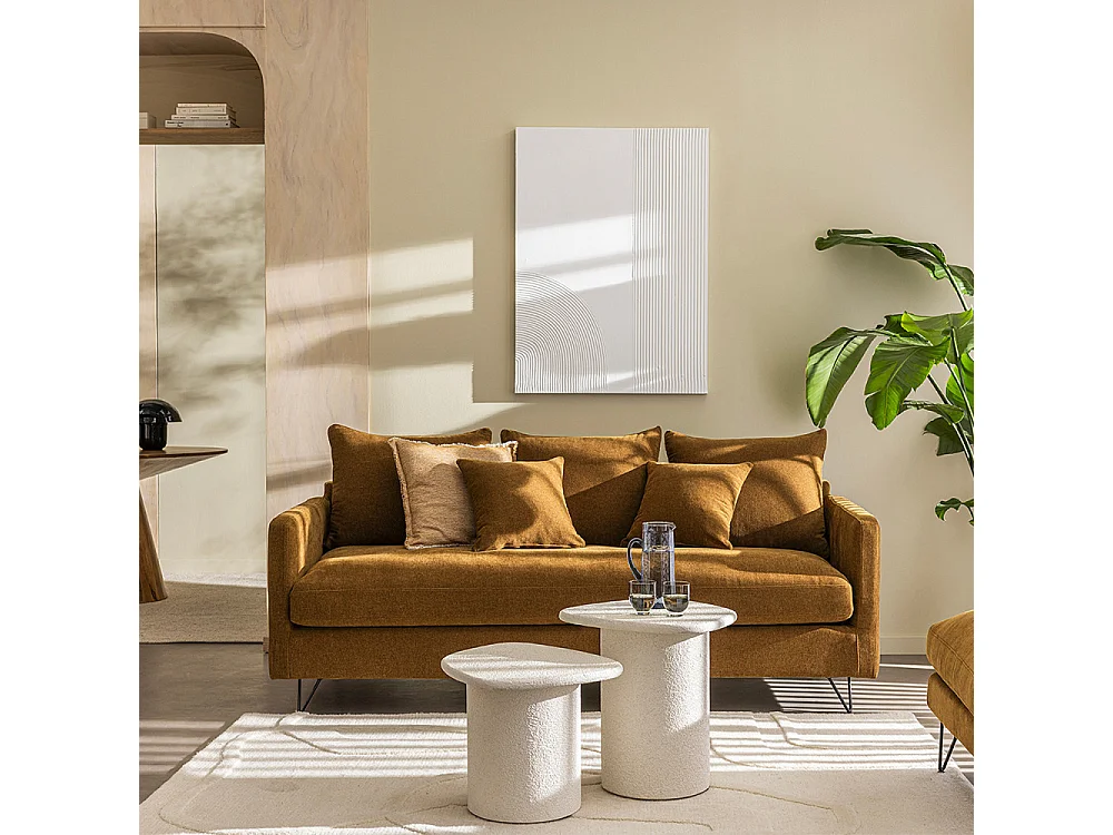 Villabon - Canapé 3 places en tissu pieds épingles noirs - Bronze