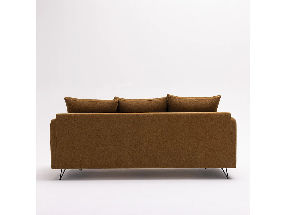 Villabon - Canapé 3 places en tissu pieds épingles noirs - Bronze