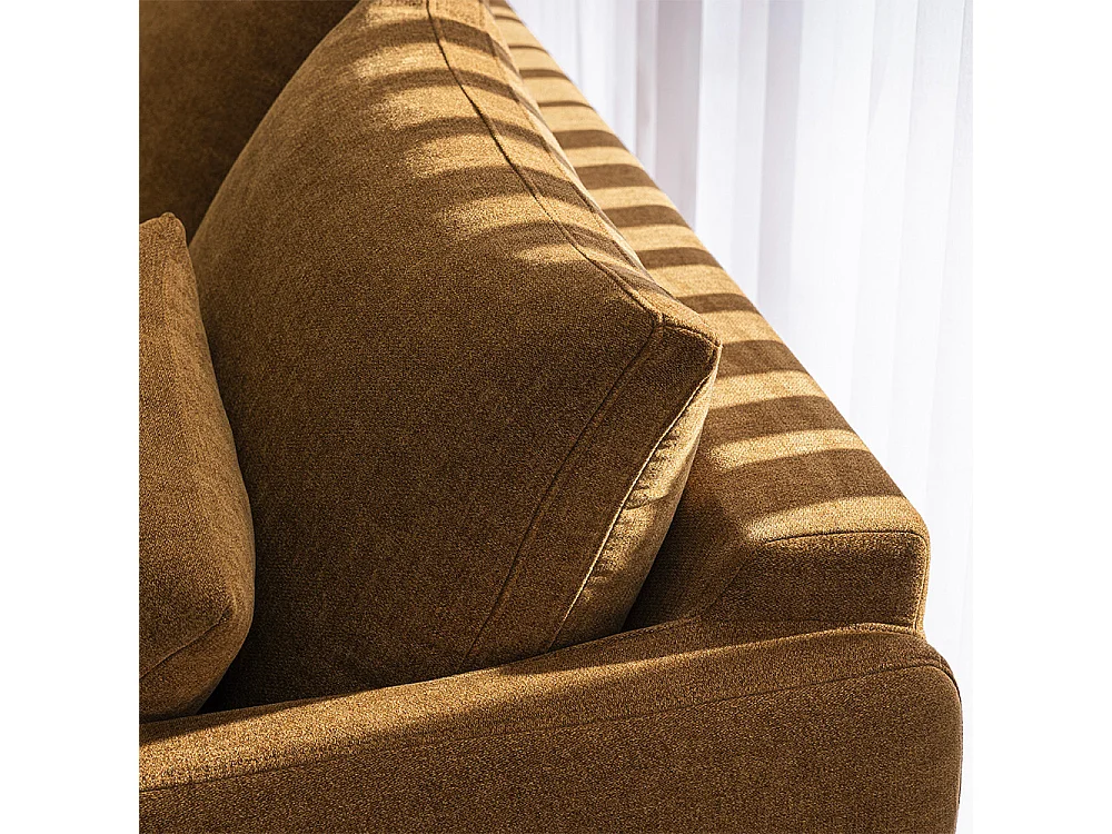 Villabon - Canapé 3 places en tissu pieds épingles noirs - Bronze