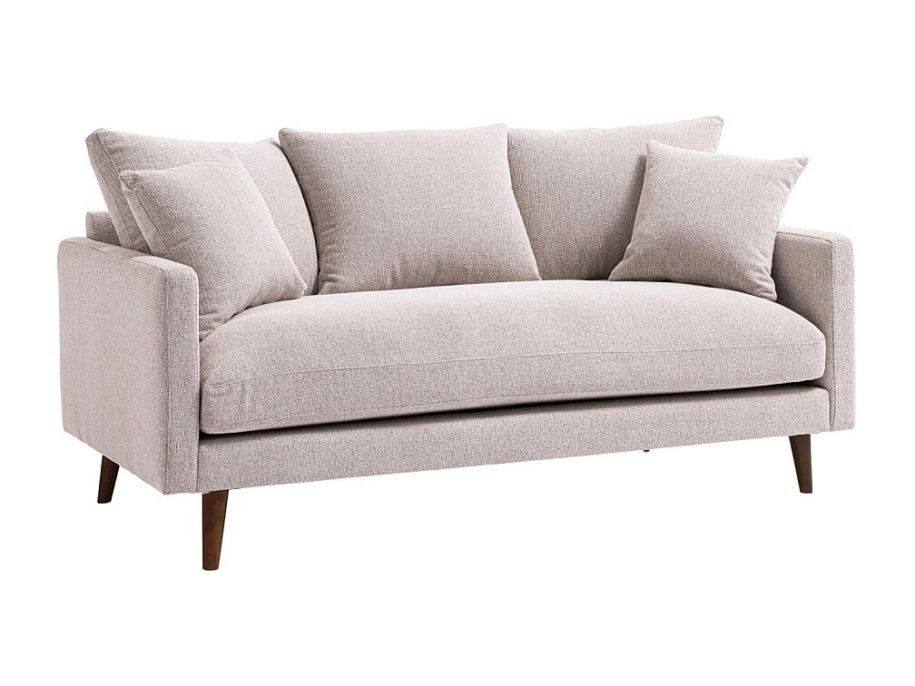 Villabon - Canapé 3 places en tissu pieds bois foncé - Naturel chiné