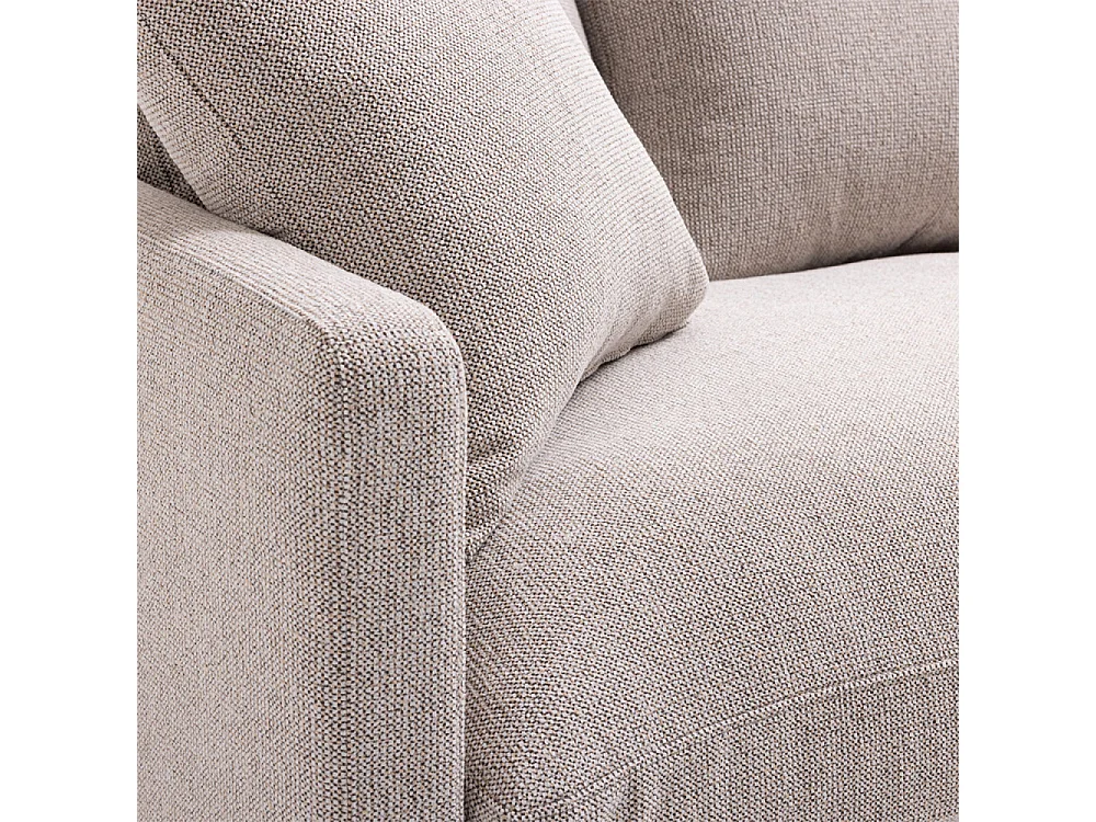 Villabon - Canapé 3 places en tissu pieds bois foncé - Naturel chiné