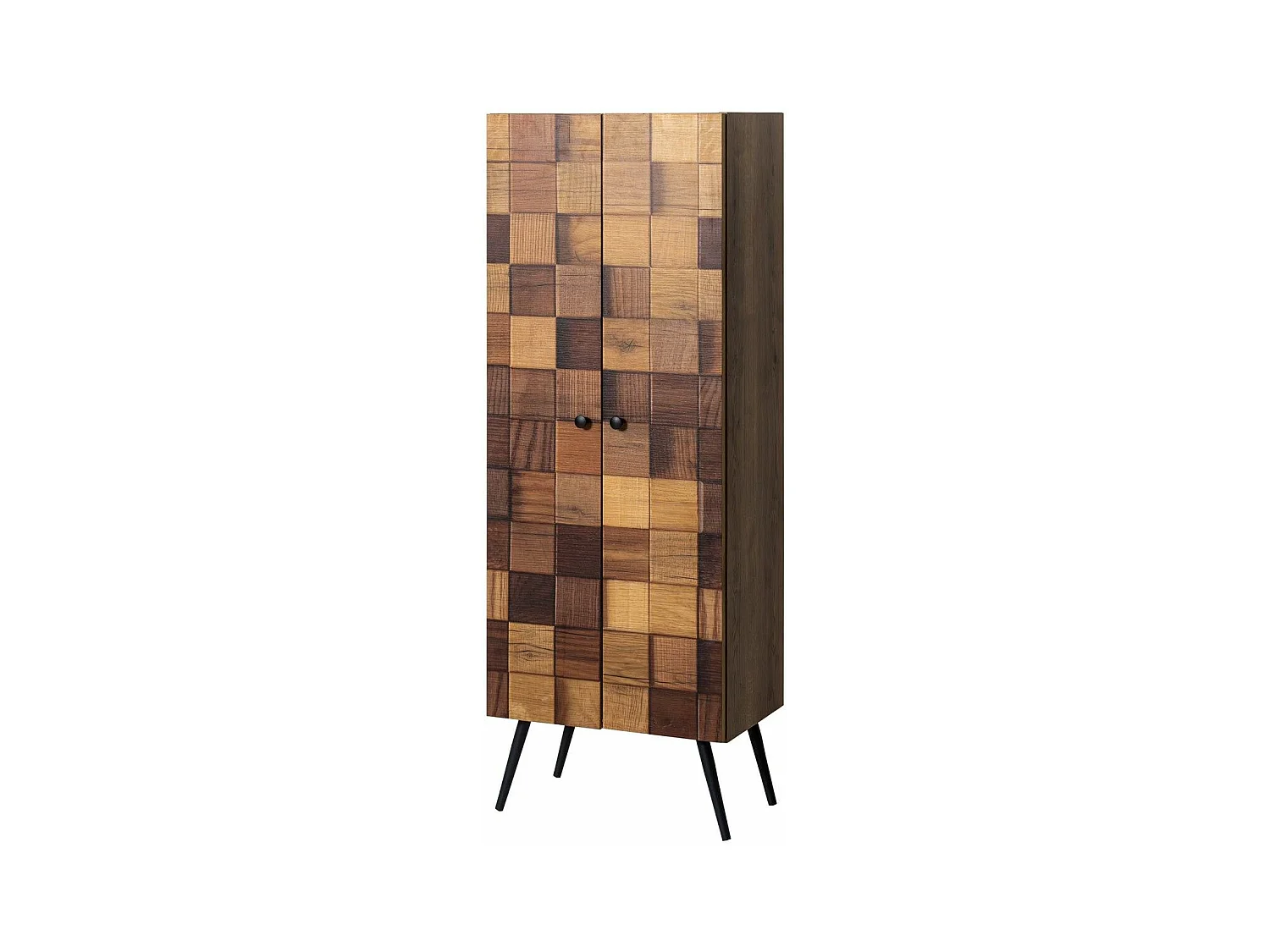 Armoire 2 portes Zéphir L51xH140cm Motif 3D Nuances de bois naturel