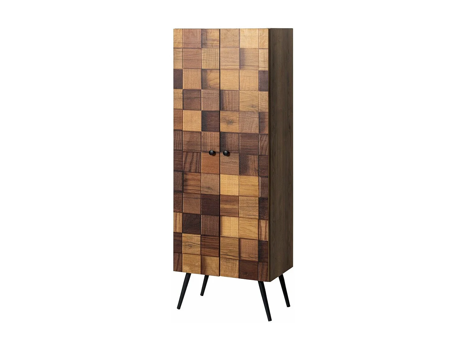 Armoire 2 portes Zéphir L51xH140cm Motif 3D Nuances de bois naturel