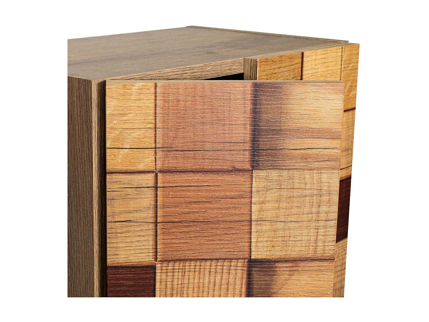 Armoire 2 portes Zéphir L51xH140cm Motif 3D Nuances de bois naturel