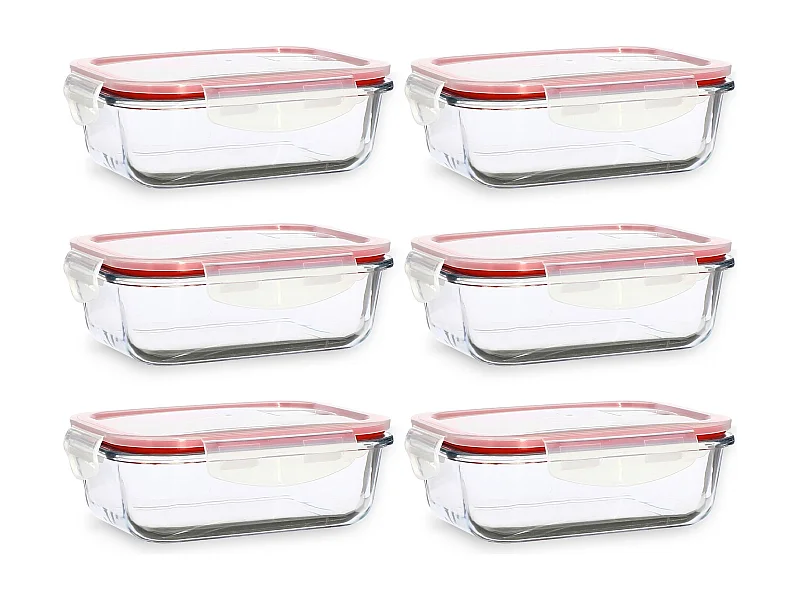 Menastyl - Lot 6 Boites Hermetiques Rectangulaire Clementine 630ml En Verre