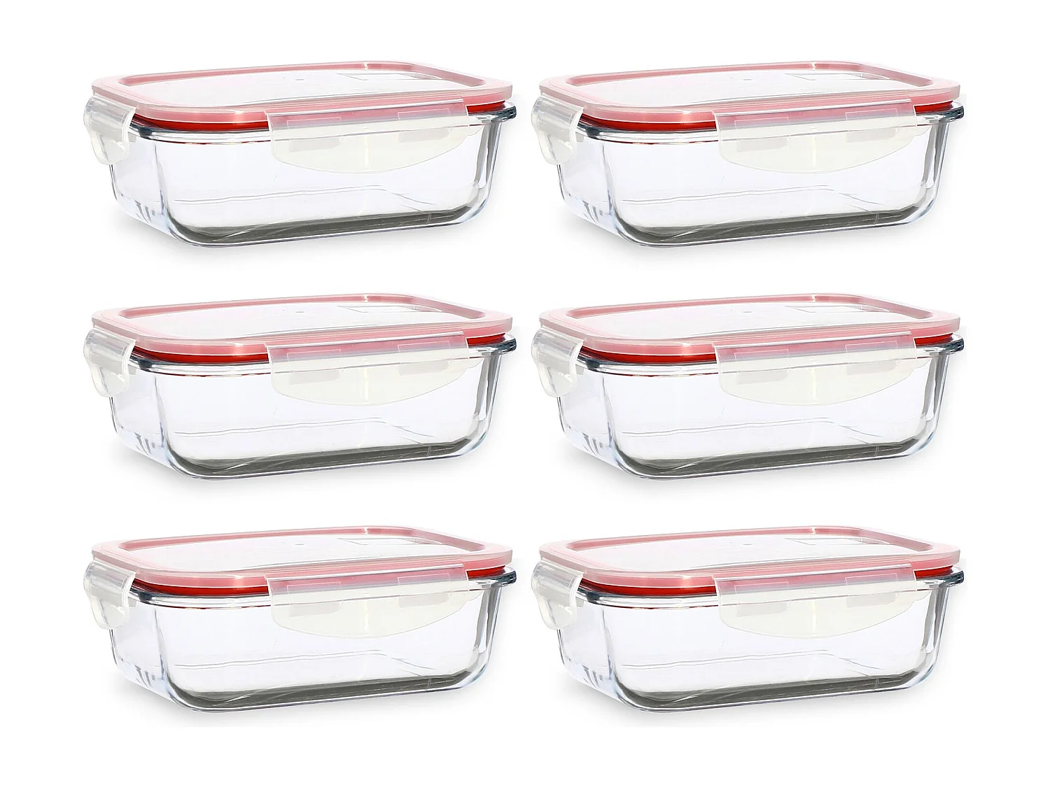 Menastyl - Lot 6 Boites Hermetiques Rectangulaire Clementine 630ml En Verre