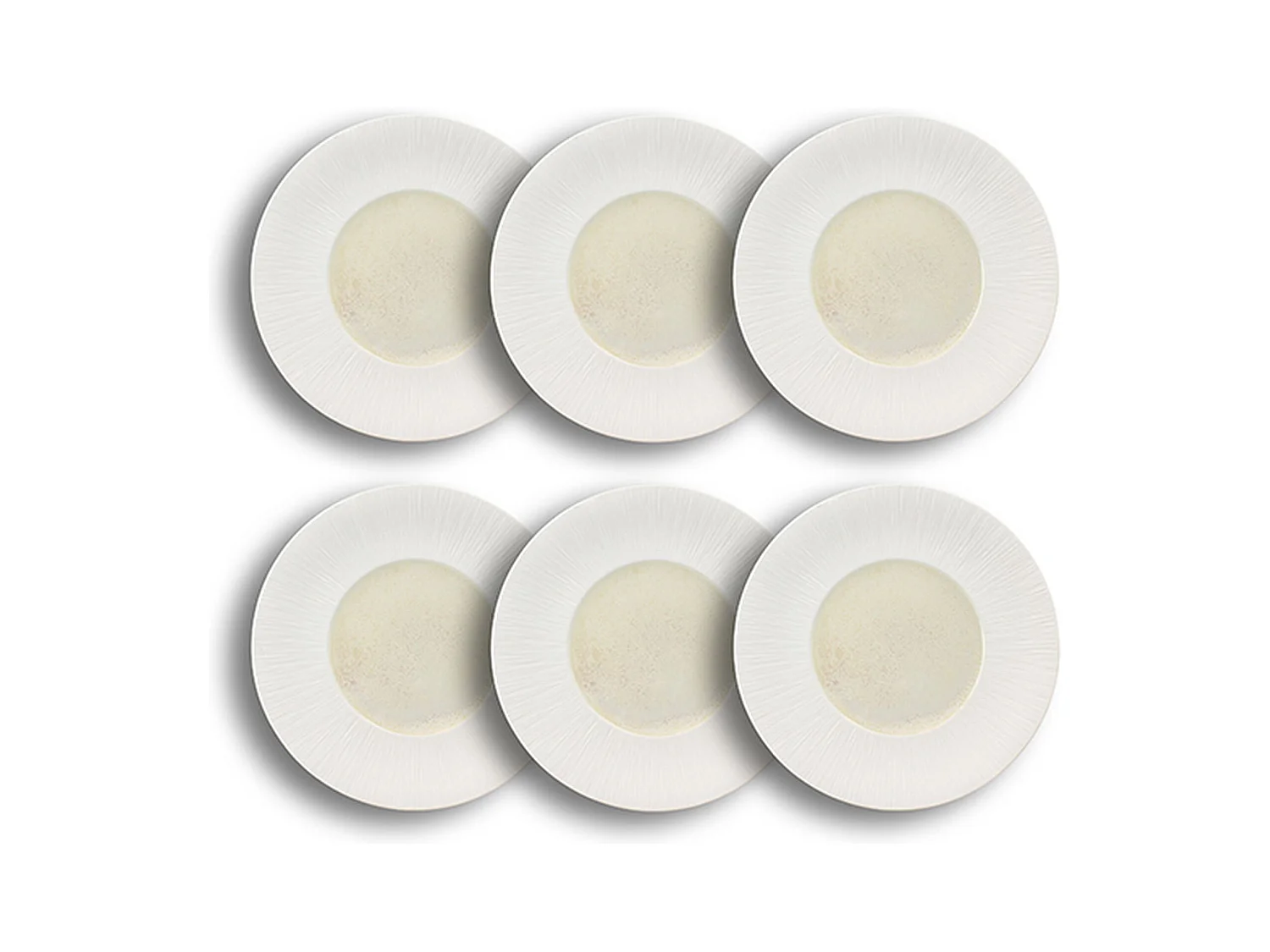 Ogo Living - Lot 6 Assiettes Plates Urus 31cm En Porcelaine Beige Et Blanc