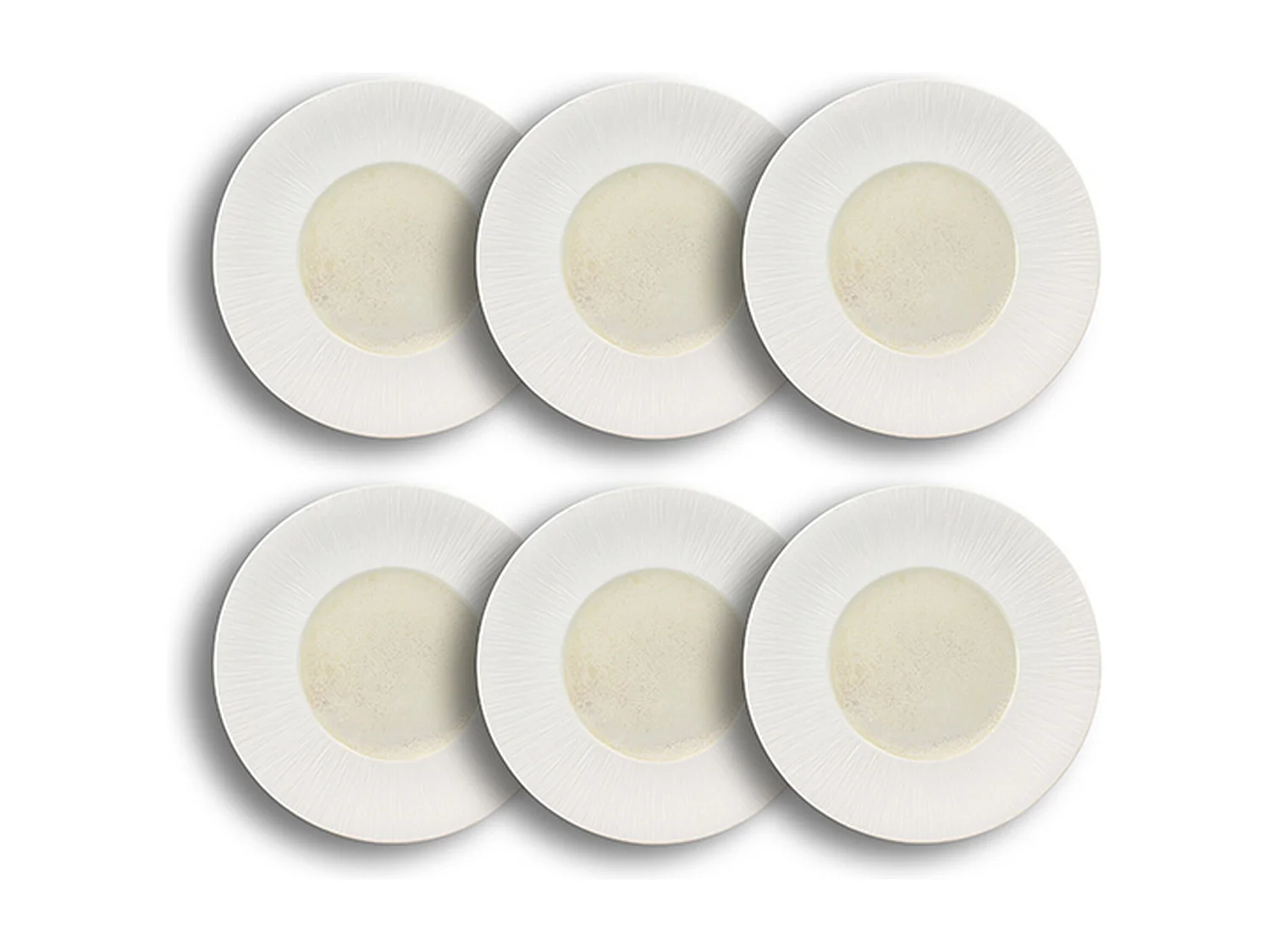 Ogo Living - Lot 6 Assiettes Plates Urus 31cm En Porcelaine Beige Et Blanc