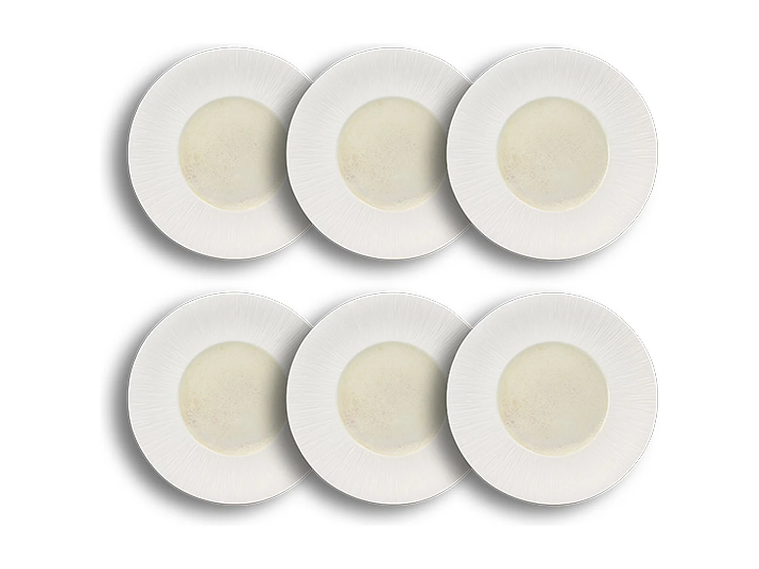 Ogo Living - Lot 6 Assiettes Creuses Urus 20cm En Porcelaine Beige Et Blanc